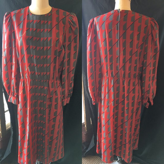 1980 vintage dress Sassoon red medium size 12 13 - image 1