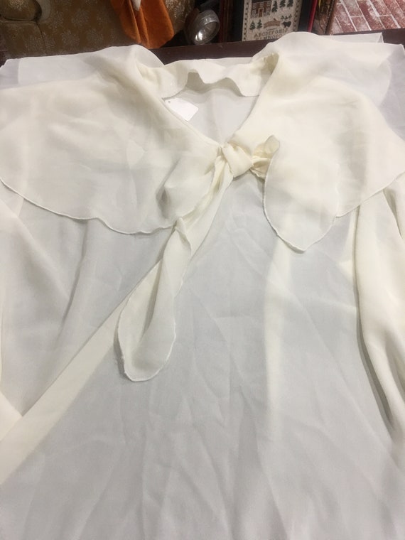 Vintage sheet creme sailor collar sheer blouse xl… - image 2