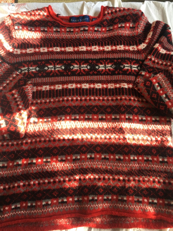 Ugly Christmas Sweater red black large snowflakes