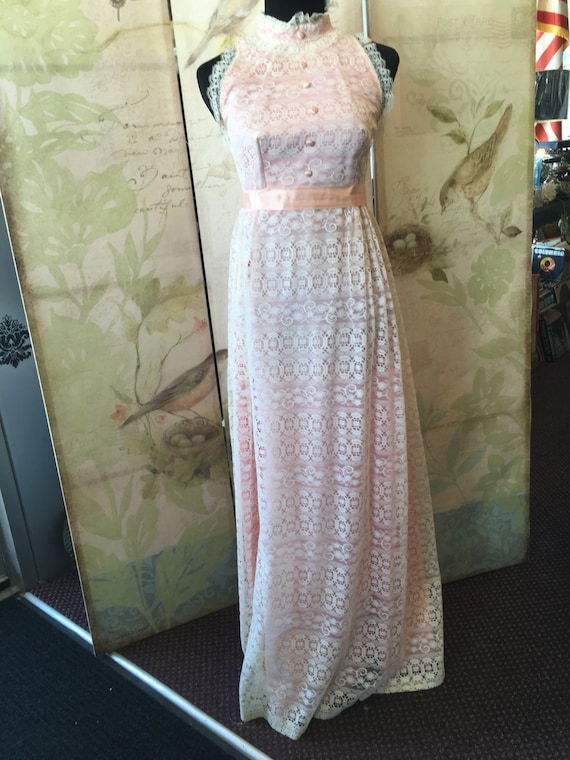 1960 Vintage dress Creme lace xsm small Gem