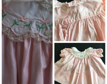 Darling vintage pretty pink little girls dress matching bottom 1950 size 2t 18m