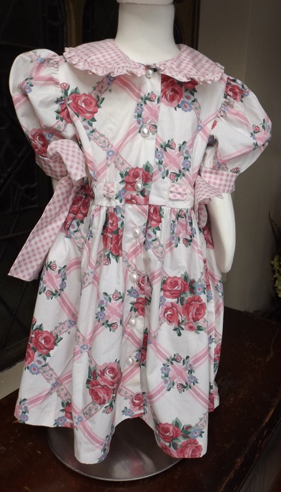 Darling cotton cabbage rose little girl dress size