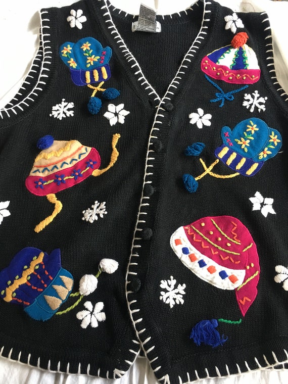 Ugly Christmas sweater black Mitten Christmas Ves