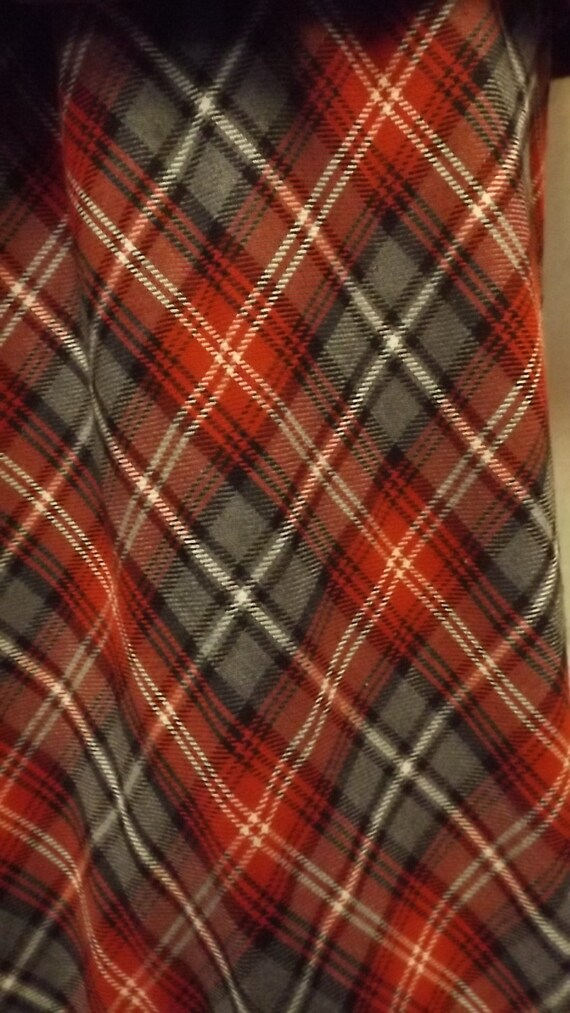 Vintage RED Grey plaid pencil skirt size 16 womens