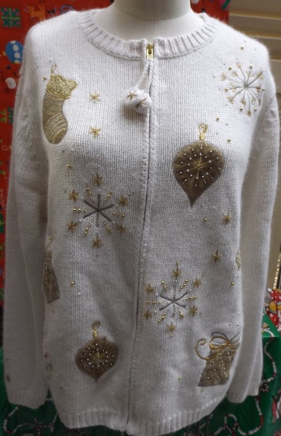 Ugly Christmas Sweater Large creme men woman