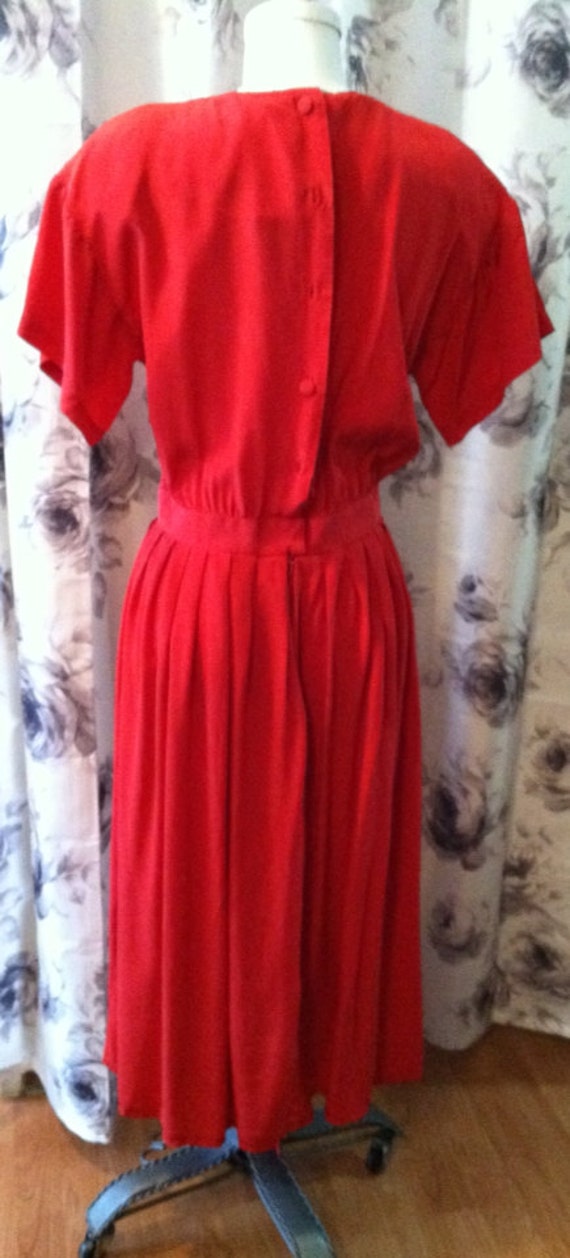 Red Silk work dress medium 1980 - image 5