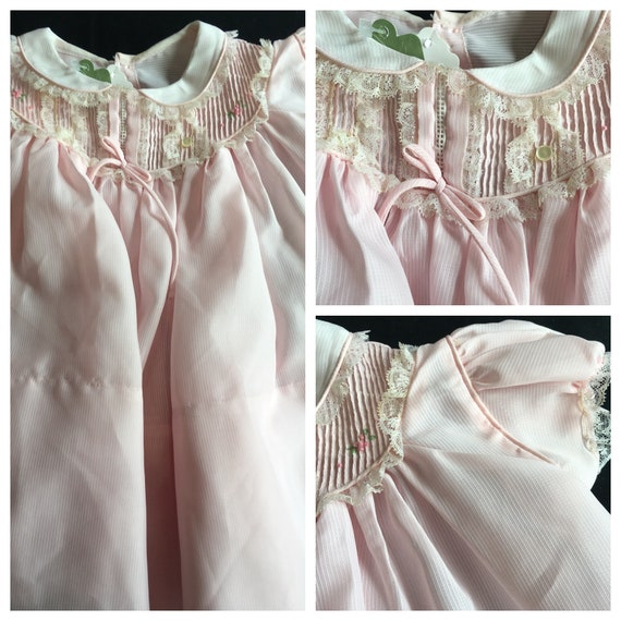 Darling vintage pink little girls dress frilly 195