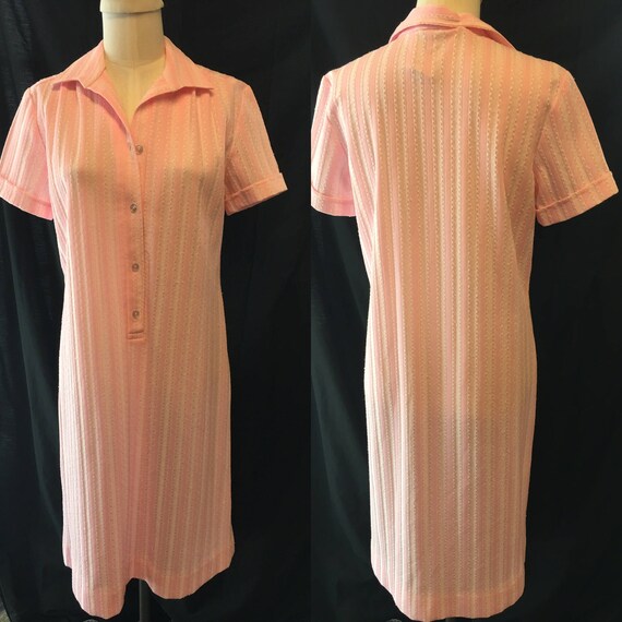 vintage Mini dress in pink stripe with pattern wo… - image 1