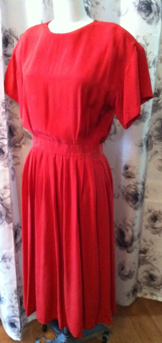 Red Silk work dress medium 1980 - image 3
