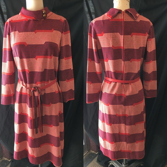 Retro vintage work dress mod pattern 1970 lg  medi