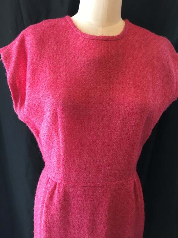 1950 vintage dress raspberry wool large - image 4