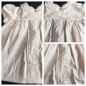 Darling vintage pretty pink little girls cotton dress 1950 size 2T