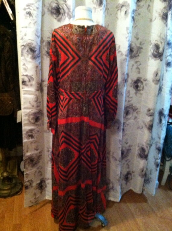 Mod orange with vibrant pattern and beading dress… - image 5