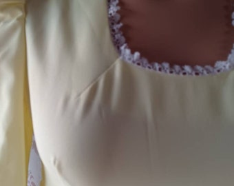 Lemon yellow knit maxi dress empire waist size m