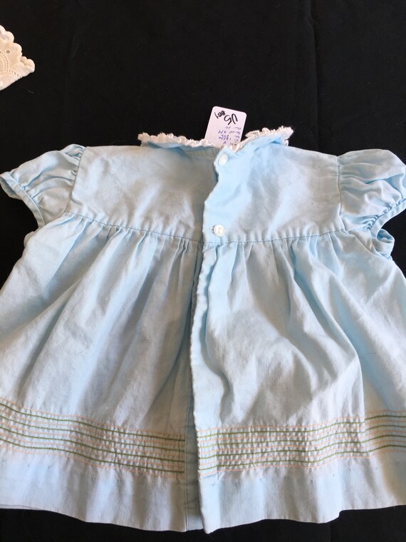 Vintage Baby doll dress pale blue toddler 9m 6m Gem