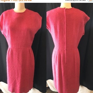 1950 vintage dress raspberry wool large image 1