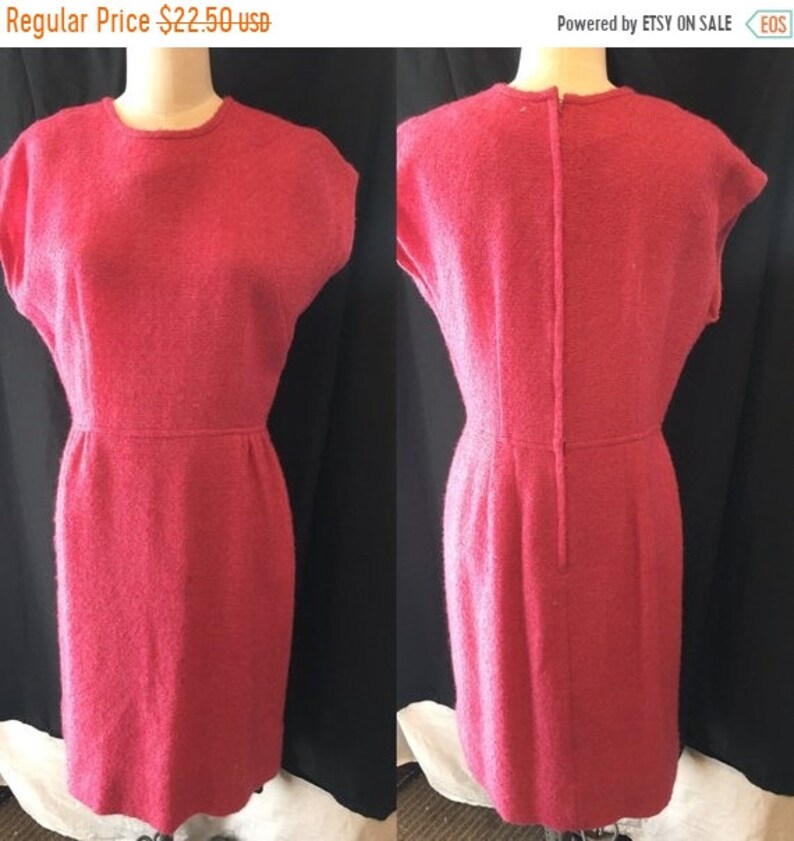 1950 vintage dress raspberry wool large image 1