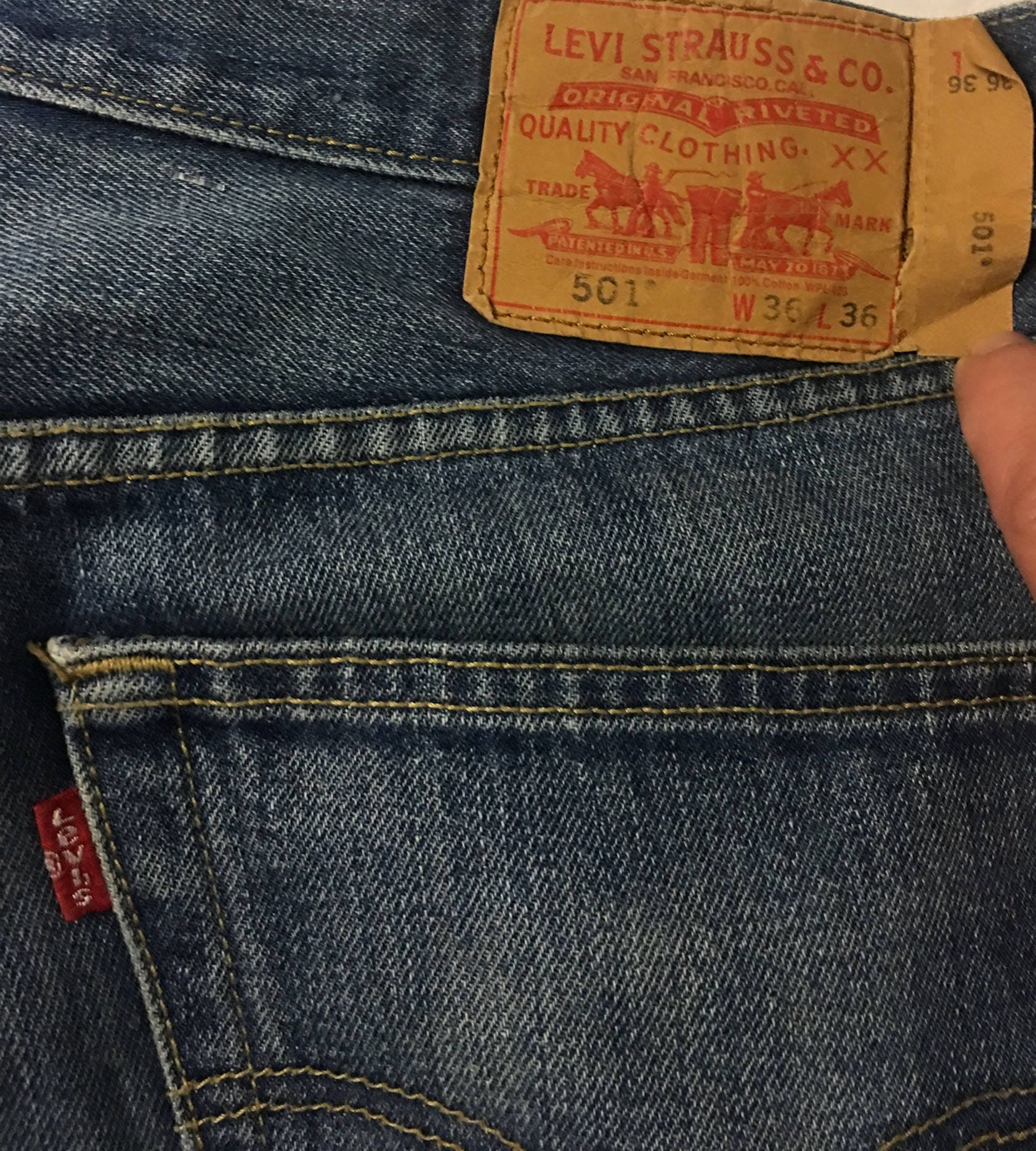 Levi's Original 501 W36 L36 1980 Denim Classic Straight Leg Levi's Original 501 W36 L36 1980 Denim Classic Straight Leg