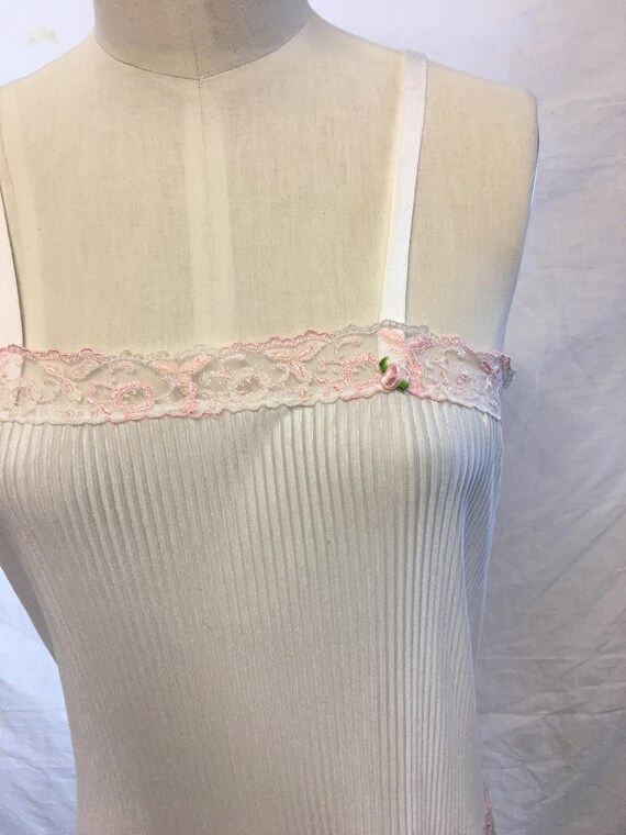 Retro white with pink peignoir set medium boudoir… - image 3