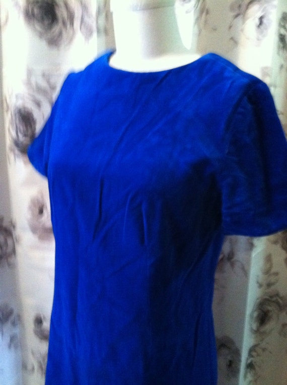 Royal blue velvet 1960 dress