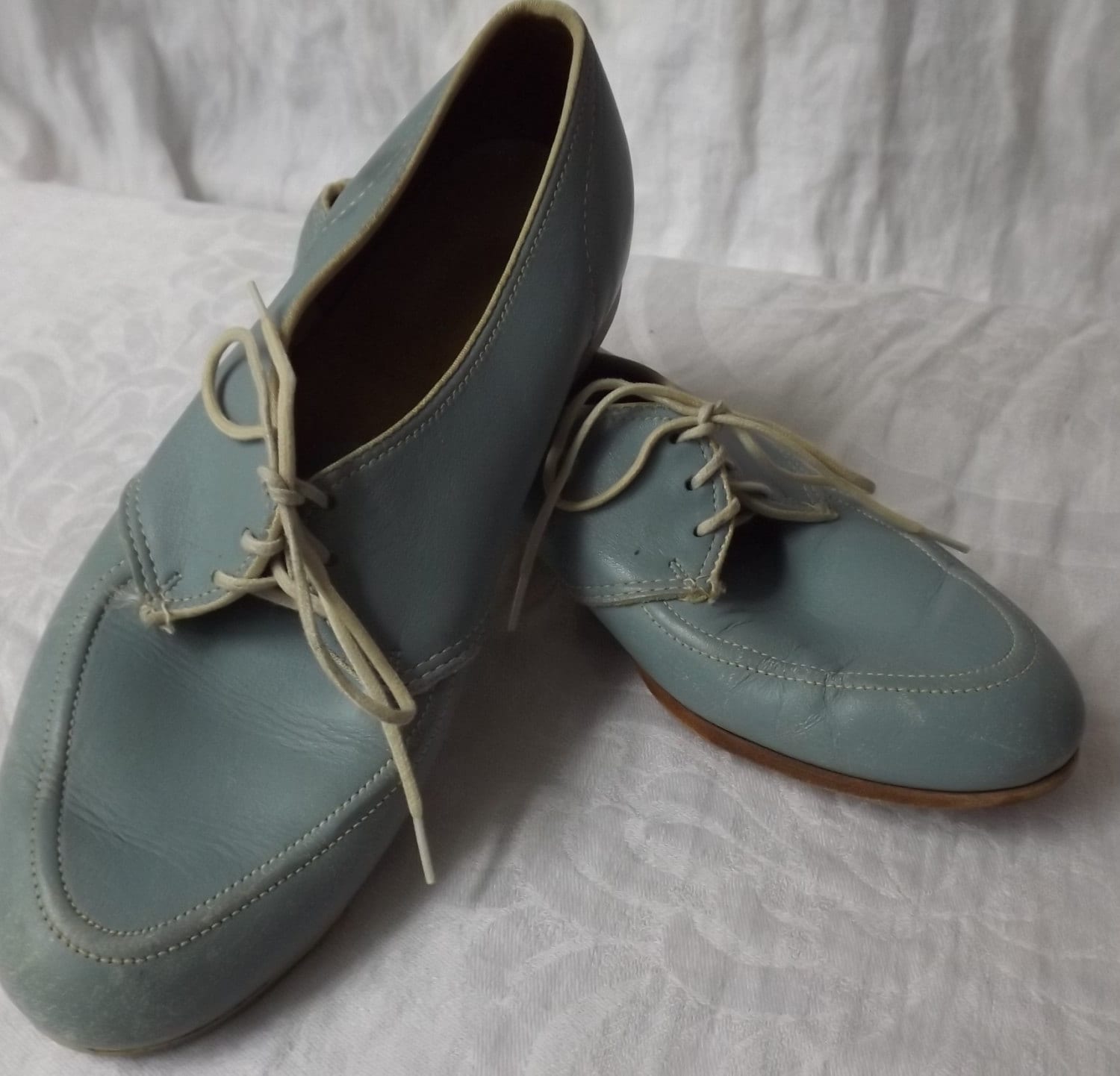 Vintage Powder Blue Bowling Shoes With White Laces Accents Etsy