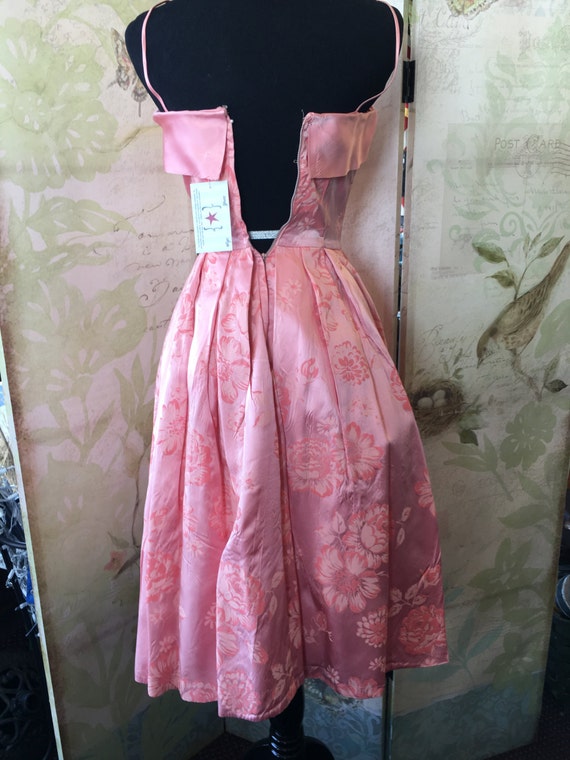 1950 Vintage dress pale pink taffeta  xsm small - image 4