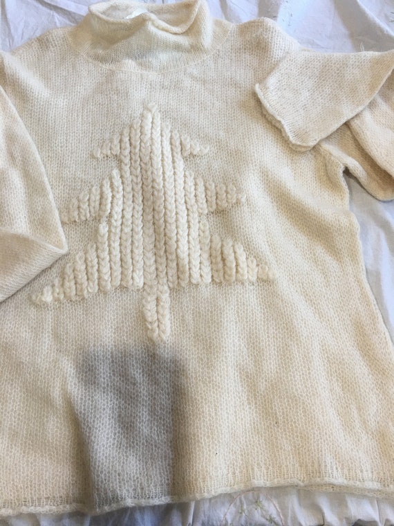 ugly christmas Sweater white with christmas tree L