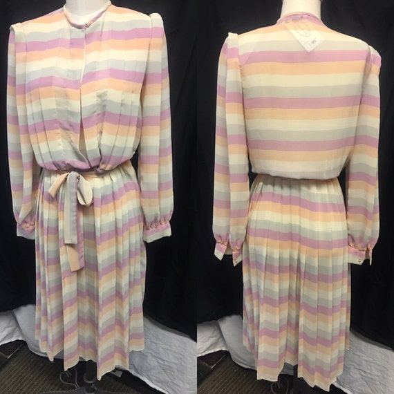 1970 vintage dress pastels sheer medium - image 2