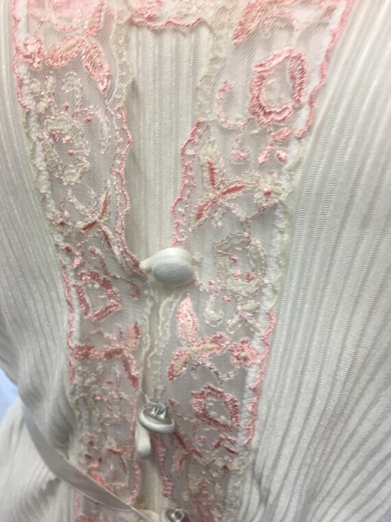 Retro white with pink peignoir set medium boudoir… - image 9