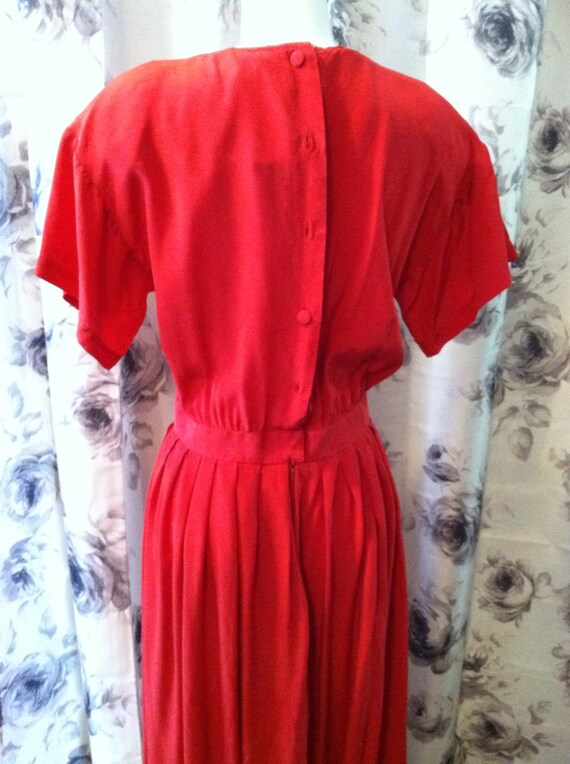 Red Silk work dress medium 1980 - image 4