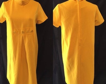 1960 vintage dress yellow knit large  medium