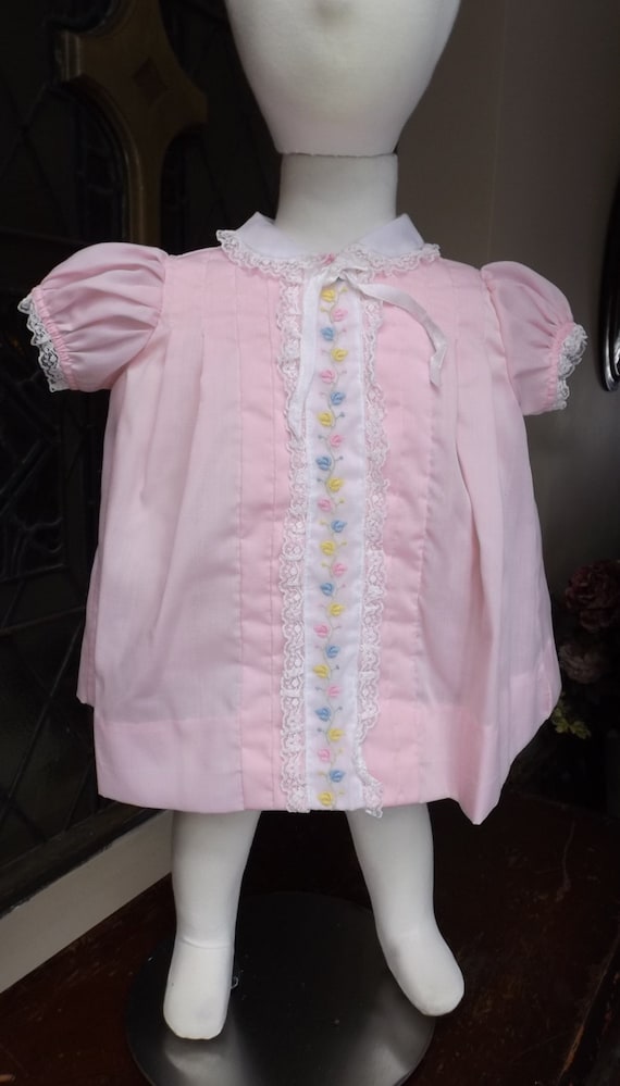 Darling vintage delicate pink toddler dress with P
