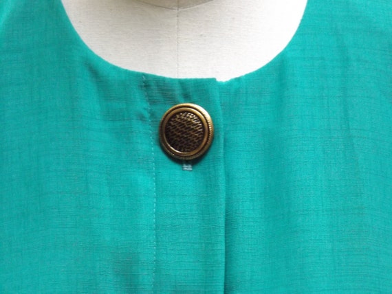 Vintage teal green work dress small / meduim 1970 - image 3