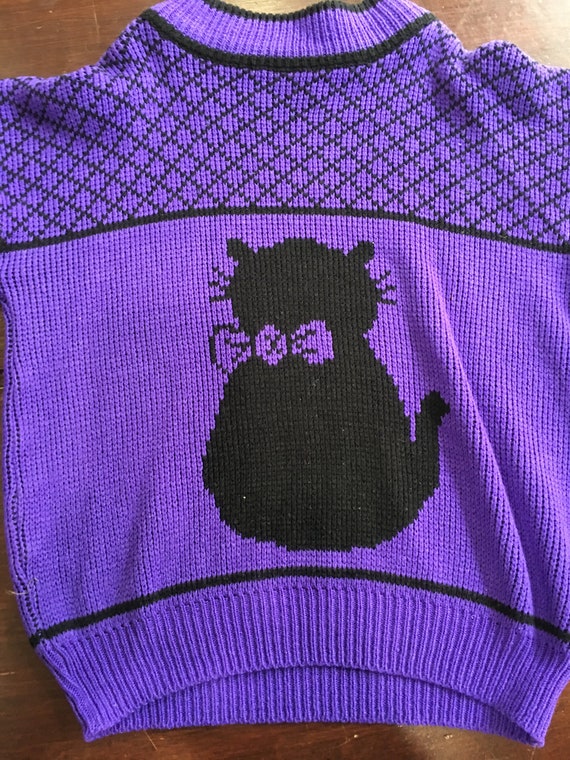 Halloween Ugly sweater purple black Kids cat