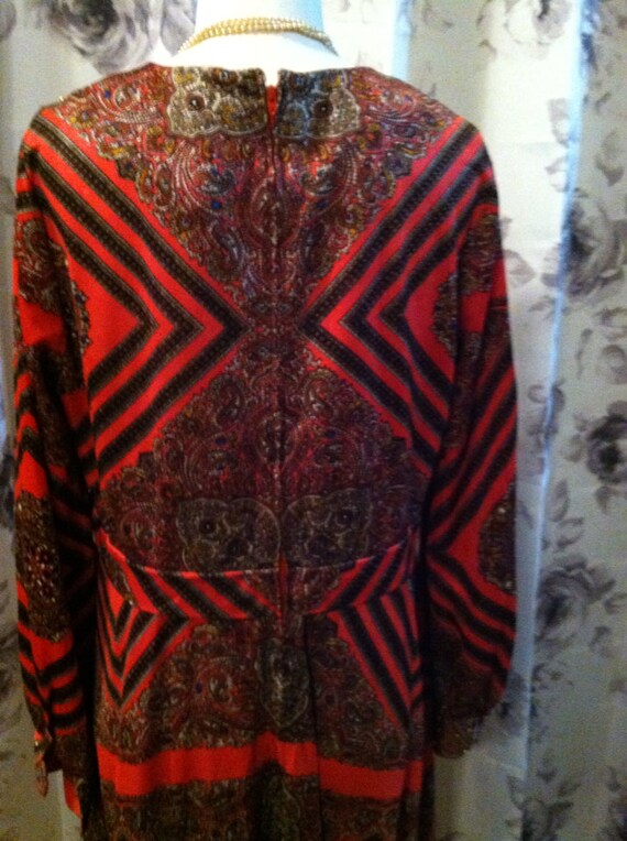 Mod orange with vibrant pattern and beading dress… - image 4