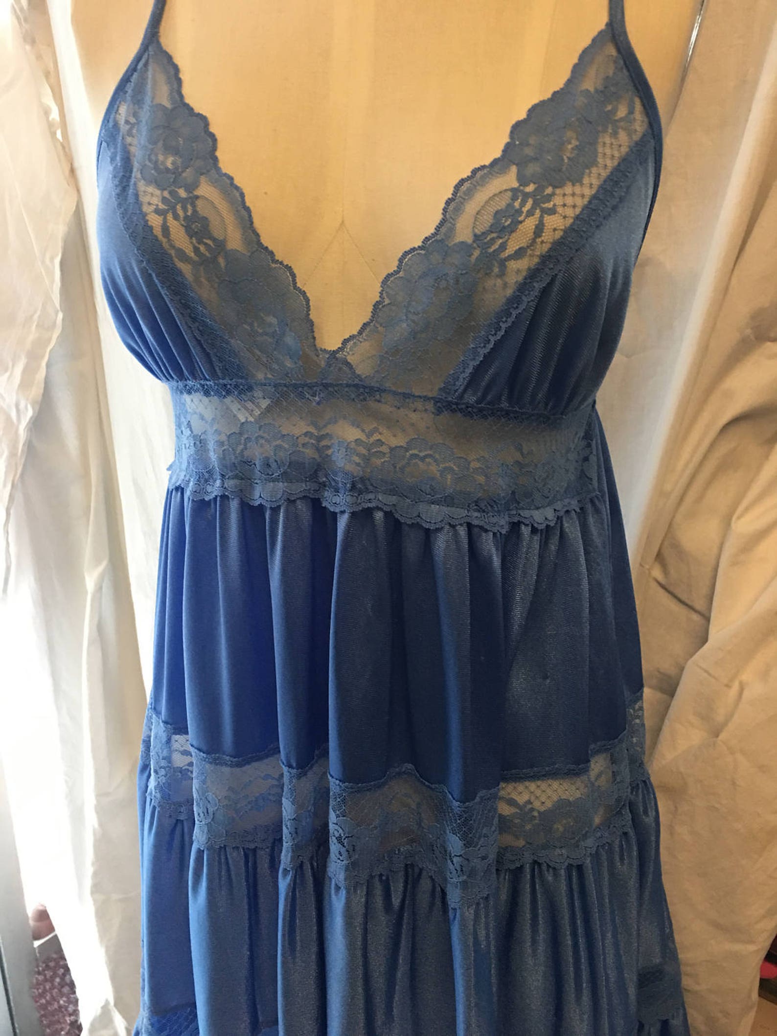 Blue Baby Doll Sexy Small Medium Lingerie Night Gown Retro - Etsy