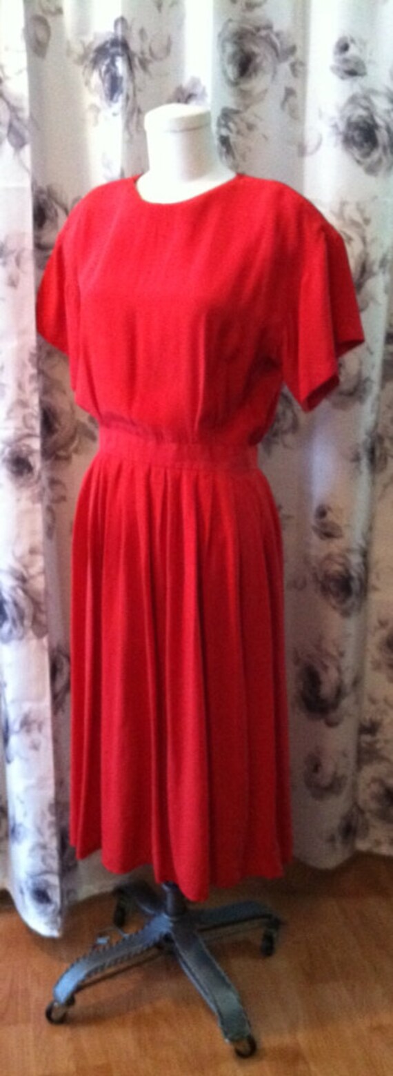 Red Silk work dress medium 1980 - image 2