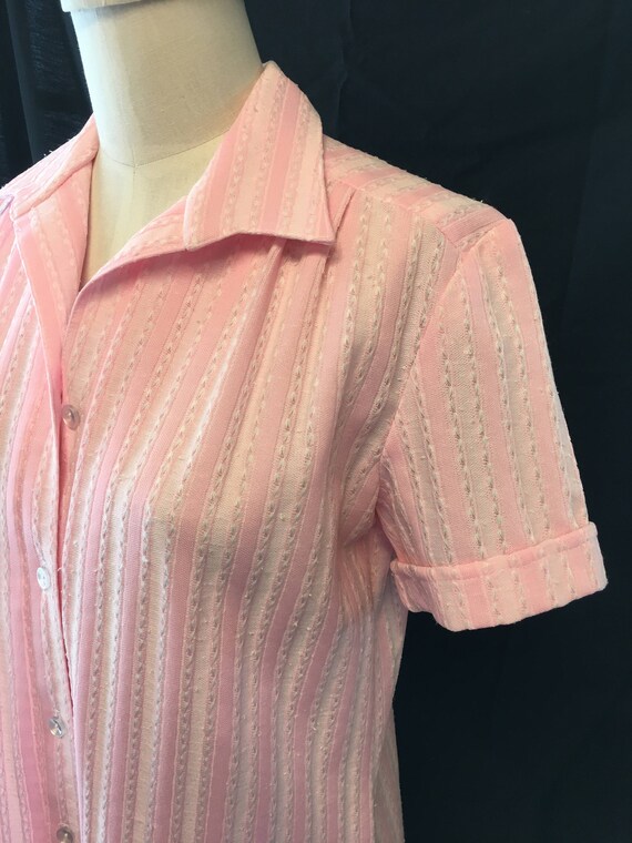 vintage Mini dress in pink stripe with pattern wo… - image 3