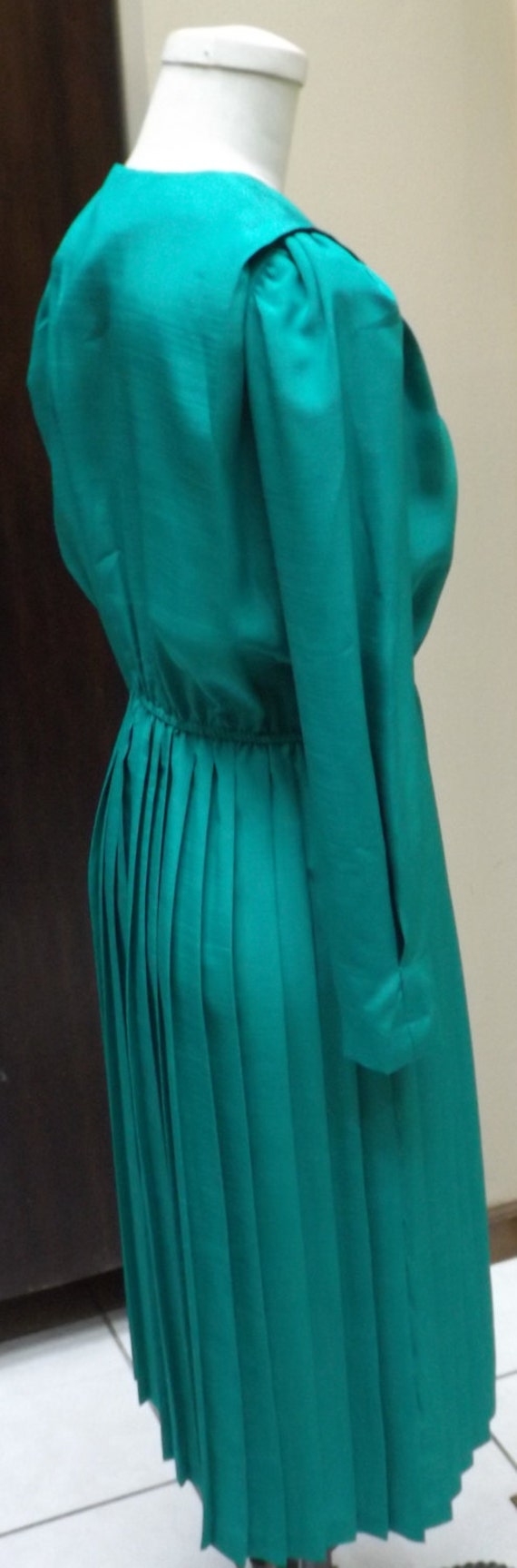 Vintage teal green work dress small / meduim 1970 - image 5