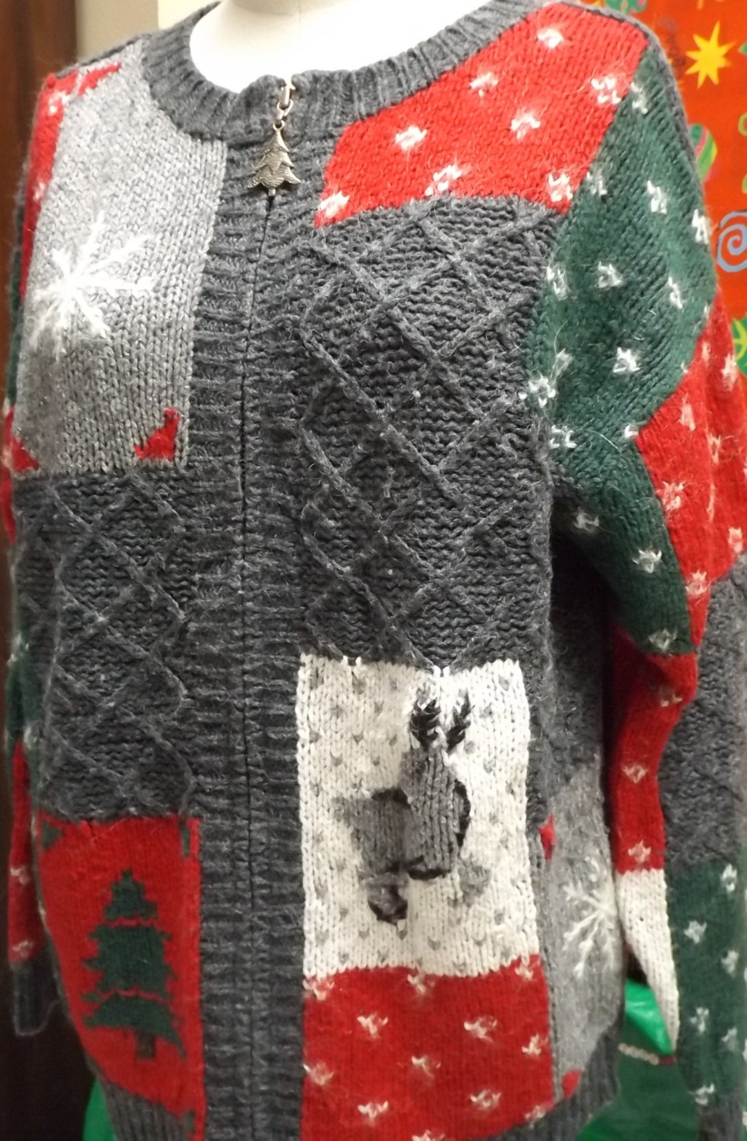 Pull/Cardigan Gris Unisexe Doux - Taille M - Laine Mélangée - Idéal Noël & Fêtes