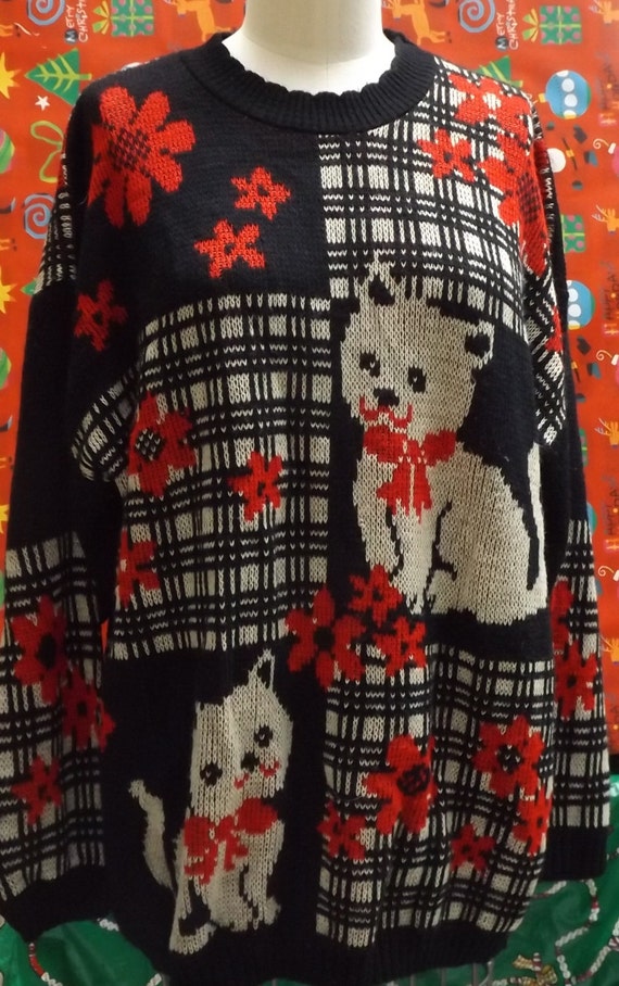 Ugly Christmas sweater Vintage winter Sweater Larg
