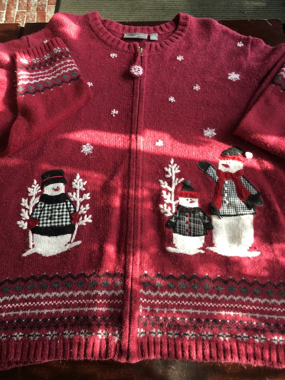 Ugly Christmas Sweater red 2x snowmen
