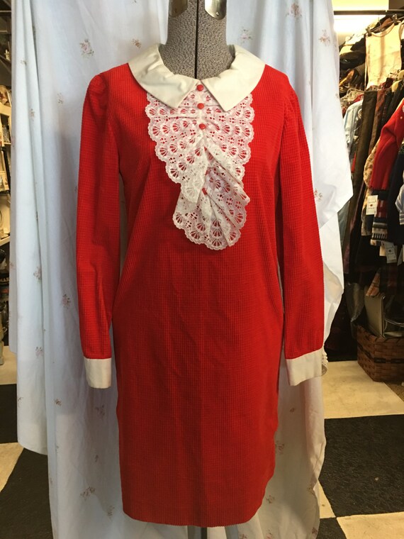 1960 vintage dress burnt sienna corduroy medium la
