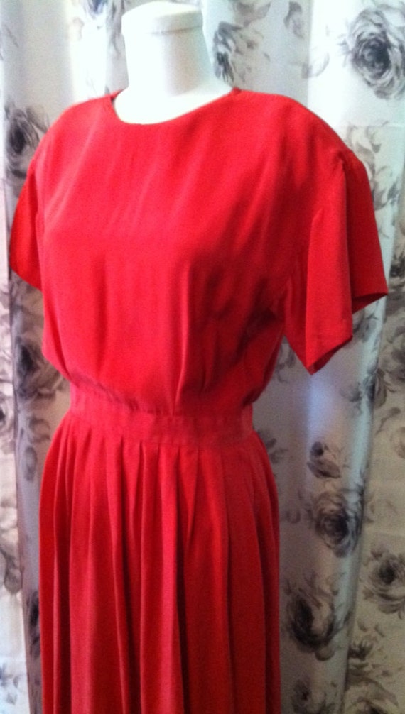 Red Silk work dress medium 1980 - image 1