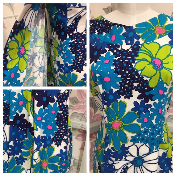 1950 vintage dress Muumuu floral small medium