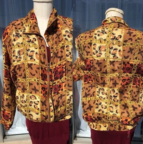 Black gold modern leopard silk bomber disco jacket