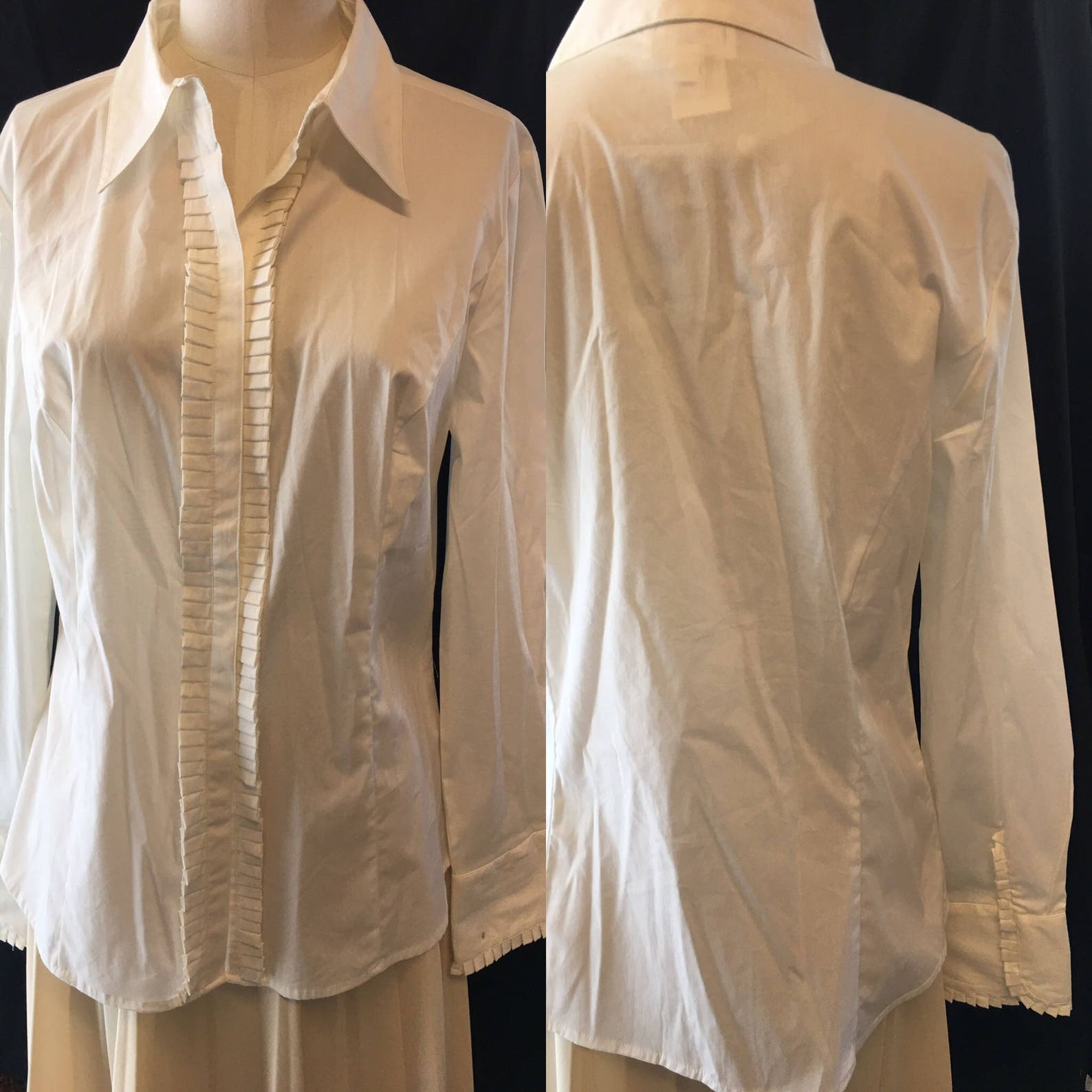 Retro 1990 White Cotton Ruffled Button Shirt Size 12 - Etsy