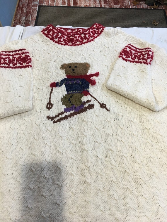 Ugly Christmas Sweater Teddy bear skiing 3X
