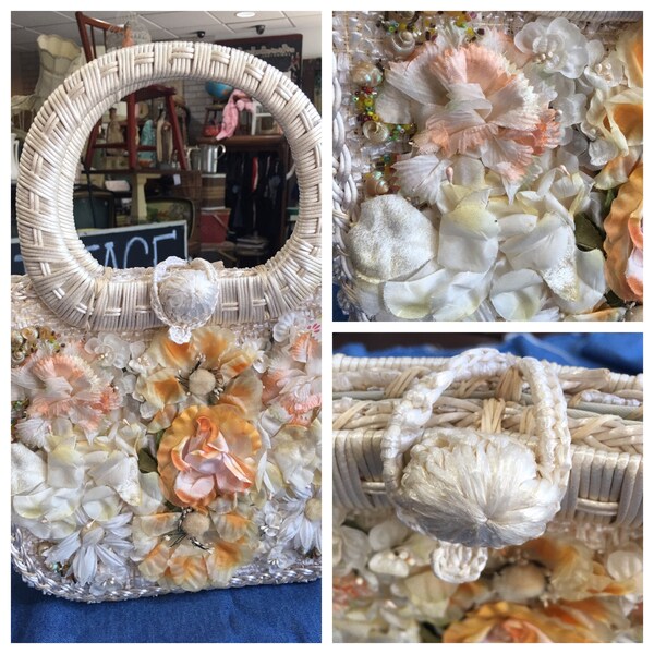 Floral Straw Bag Etsy