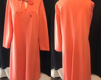 1970 vintage dress tangerine knit dress large Xlarge